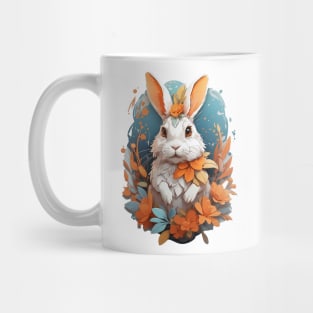 Cute Rabbit With Fantasy Flowers Splash Mug